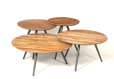 Salontafel Rindal rond lichtgrijs 80x41,5 cm [en.casa] - Tafels