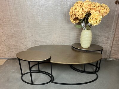 Richmond Ronde Salontafel Nando Travertinlook en eiken, 100cm - Richmond Interiors - RI-8726